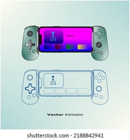phone game pad bluetooth cartoon scetch design vector for technology content