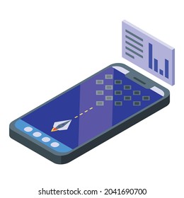 Phone game test icon isometric vector. Mobile software. Computer crash