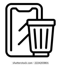 Phone garbage icon outline vector. Detox media. Break digital