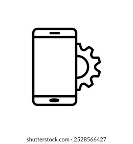 Um telefone com um ícone de engrenagem que simboliza configurações móveis ou personalização.