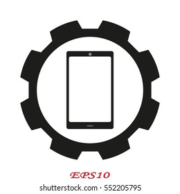 phone, gear, icon, vector illustration eps10