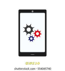 phone, gear, icon, vector illustration eps10