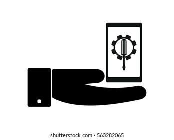 phone, gear, icon, vector illustration eps10