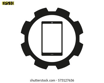 phone, gear, icon, vector illustration eps10