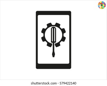 phone, gear, icon, vector illustration eps10