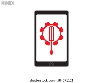 phone, gear, icon, vector illustration eps10