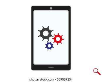 phone, gear, icon, vector illustration eps10