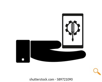 phone, gear, icon, vector illustration eps10