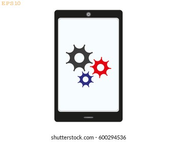 phone, gear, icon, vector illustration eps10