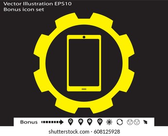 phone, gear, icon, vector illustration eps10