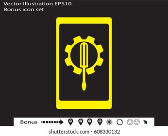 phone, gear, icon, vector illustration eps10
