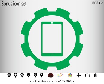 phone, gear, icon, vector illustration eps10