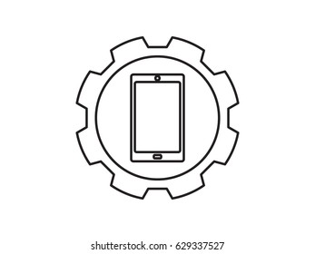 phone, gear, icon, vector illustration eps10
