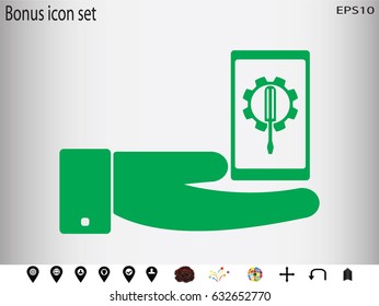 phone, gear, icon, vector illustration eps10