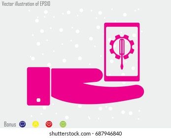 phone, gear, icon, vector illustration eps10