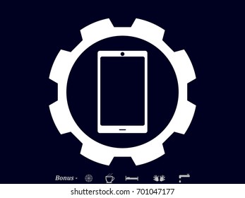 phone, gear, icon, vector illustration eps10