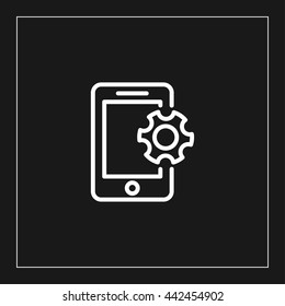 phone and gear line icon