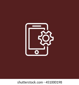 phone and gear line icon