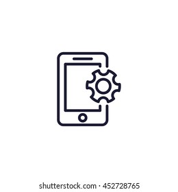 phone and gear line icon