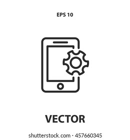 phone and gear line icon