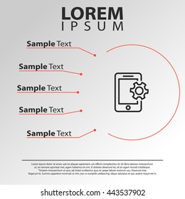 phone and gear line icon. phone infographics template