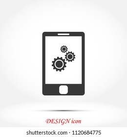 phone with gears icon, Vector EPS 10 illustration style