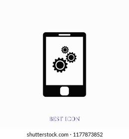 phone with gears icon, Vector EPS 10 illustration style