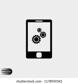 phone with gears icon, Vector EPS 10 illustration style