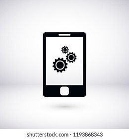 phone with gears icon, Vector EPS 10 illustration style
