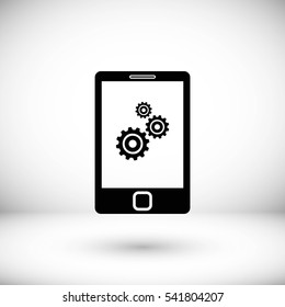 phone with gears icon, Vector EPS 10 illustration style