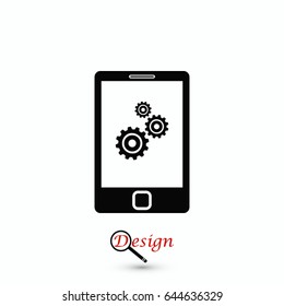 phone with gears icon, Vector EPS 10 illustration style