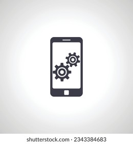 phone with gears, mobile phone settings icon