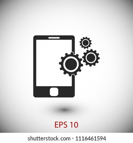 phone with gears, Vector EPS 10 illustration style