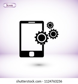 phone with gears, Vector EPS 10 illustration style
