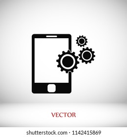 phone with gears, Vector EPS 10 illustration style