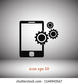 phone with gears, Vector EPS 10 illustration style