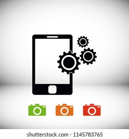phone with gears, Vector EPS 10 illustration style