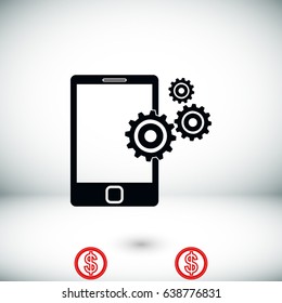 phone with gears, Vector EPS 10 illustration style