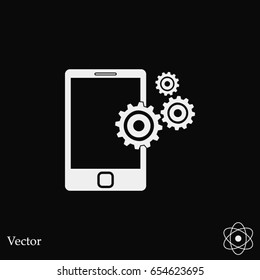 phone with gears, Vector EPS 10 illustration style