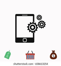 phone with gears, Vector EPS 10 illustration style