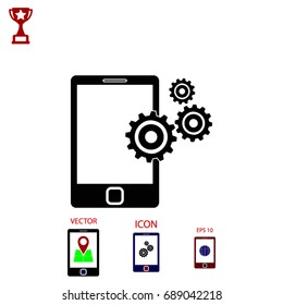 phone with gears, Vector EPS 10 illustration style