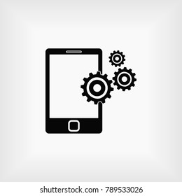 phone with gears, Vector EPS 10 illustration style