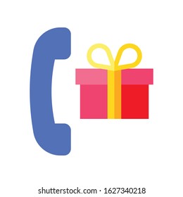 Phone with Gift box vector illustration, flat design icon
