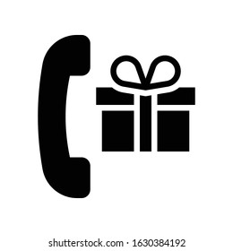 Phone with Gift box vector illustration, solid design icon