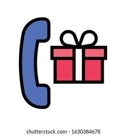 Phone with Gift box vector illustration, filled design icon