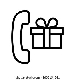 Phone with Gift box vector illustration, line design icon