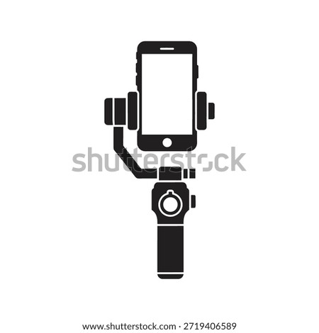 Phone gimbal stabilizer solid black vector icon isolated white background mobile video photography accessory technology symbol graphic design illustration