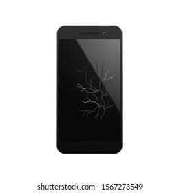 Phone glass smashed. Vector illustration. The touch screen is broken.