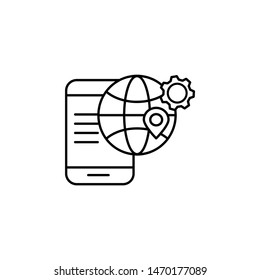 Phone global behavior gear icon. Element of consumer behavior line icon