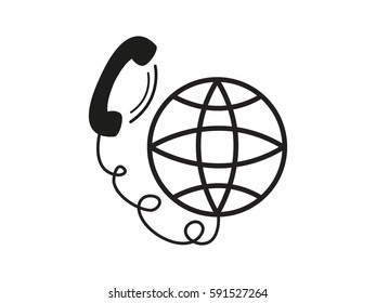 phone, globe, icon, vector illustration eps10